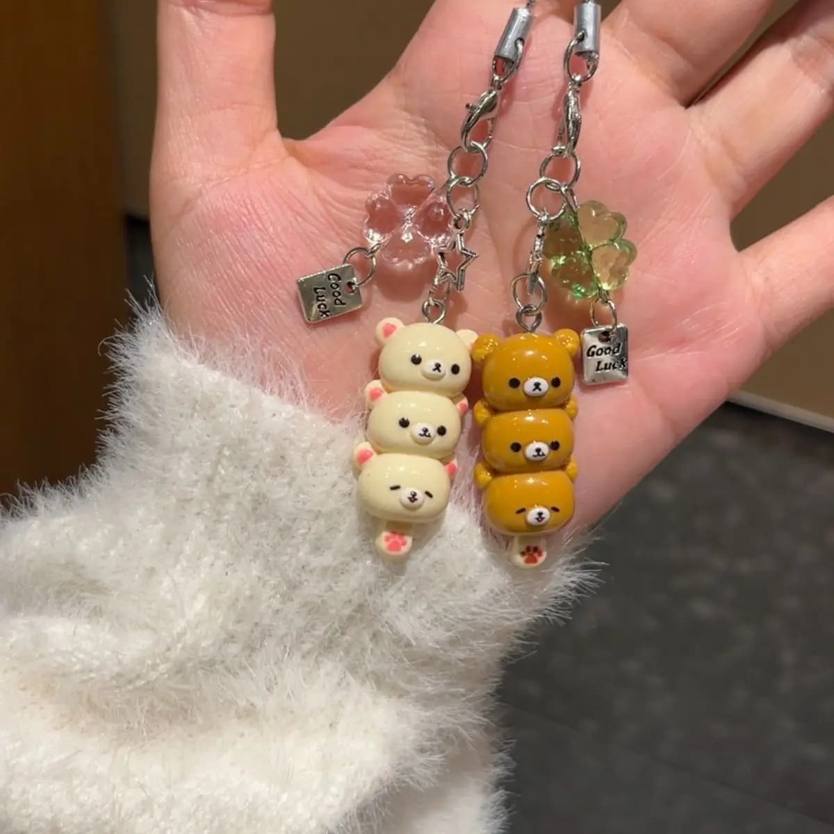 5 pendenti in resina floccati Rilakkuma, gioielli fai da te per la creazione di gioielli, portachiavi, bagagli, accessori per catena per cellulare