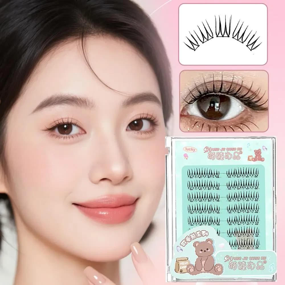 NUOVA colla a 8 file Ciglia finte segmentate Natura Curling Up Estensione leggera Ciglia Fotogenico Ragazza Gruppo Strumento di trucco di bellezza