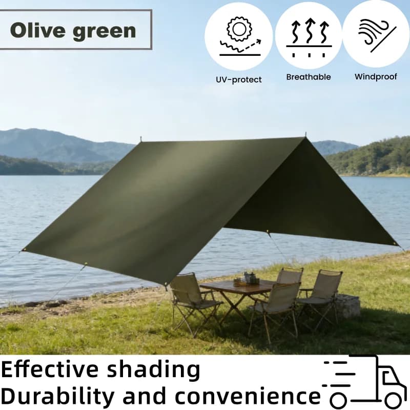 Tenda Parasole Impermeabile e Telo da Campeggio, Tenda da Sole per Esterni, Riparo Solare da Giardino e Spiaggia, Ultra Leggero, Resistente e Durevole.