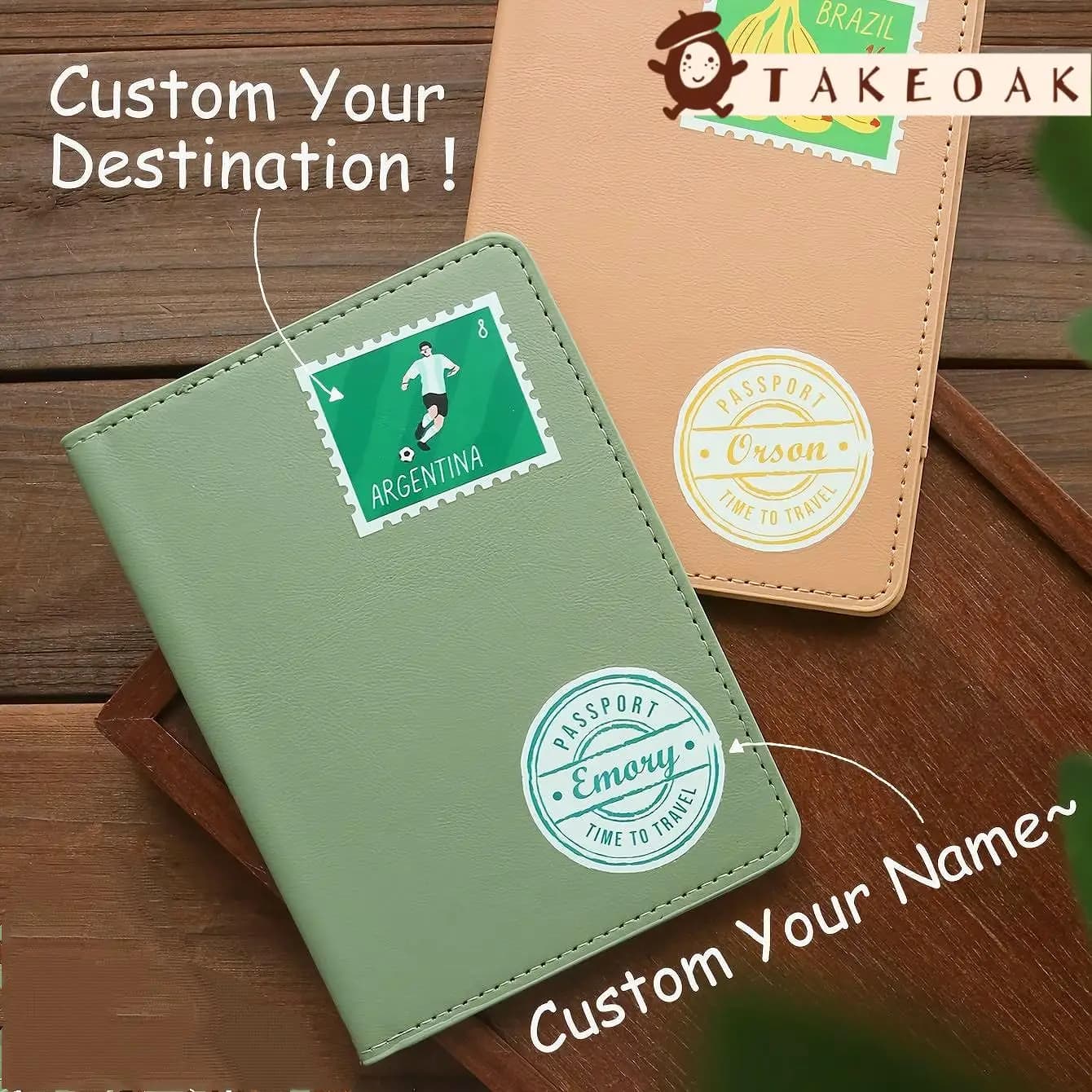 Personalized Name and Destination Passport Holder Customized Landmarks Synthetic Leather Passport Cover with Printing Case