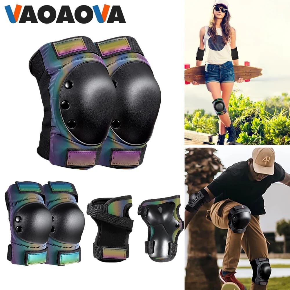 6 pezzi set di equipaggiamento protettivo sportivo per bambini giovanili ginocchiere gomiti per pattini a rotelle ciclismo bici skateboard equitazione in linea