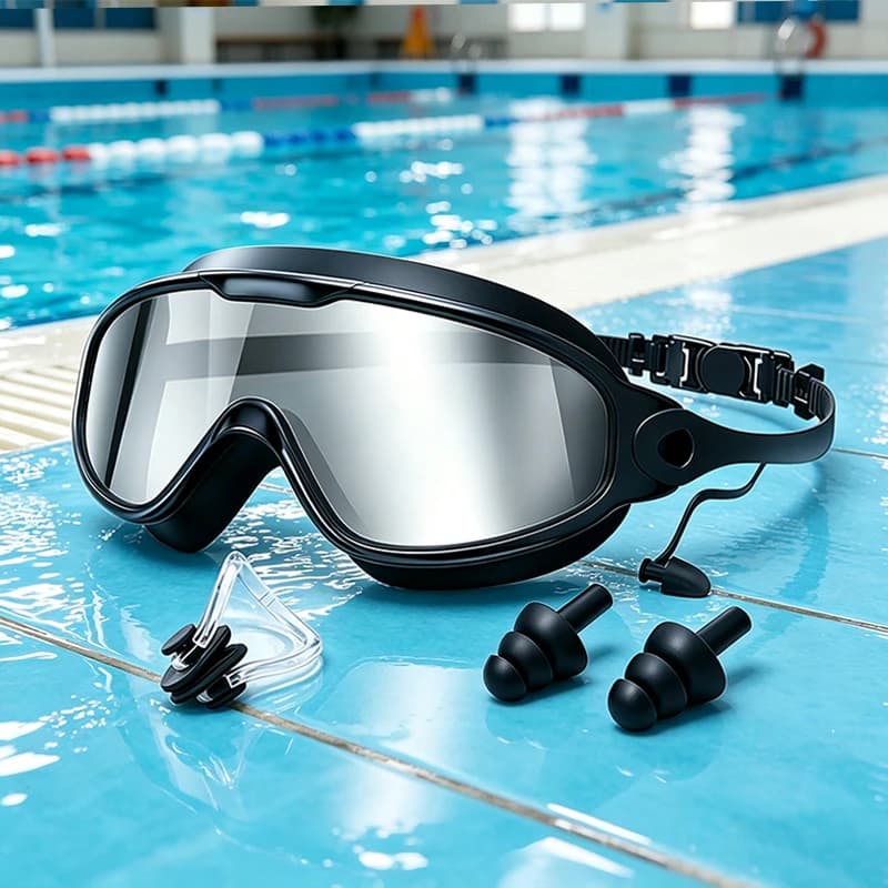 Professional Adult Large Frame Swim Goggles 180° Panoramic Anti Fog UV Electroplated Lens Waterproof Leakproof Swimming Glasses