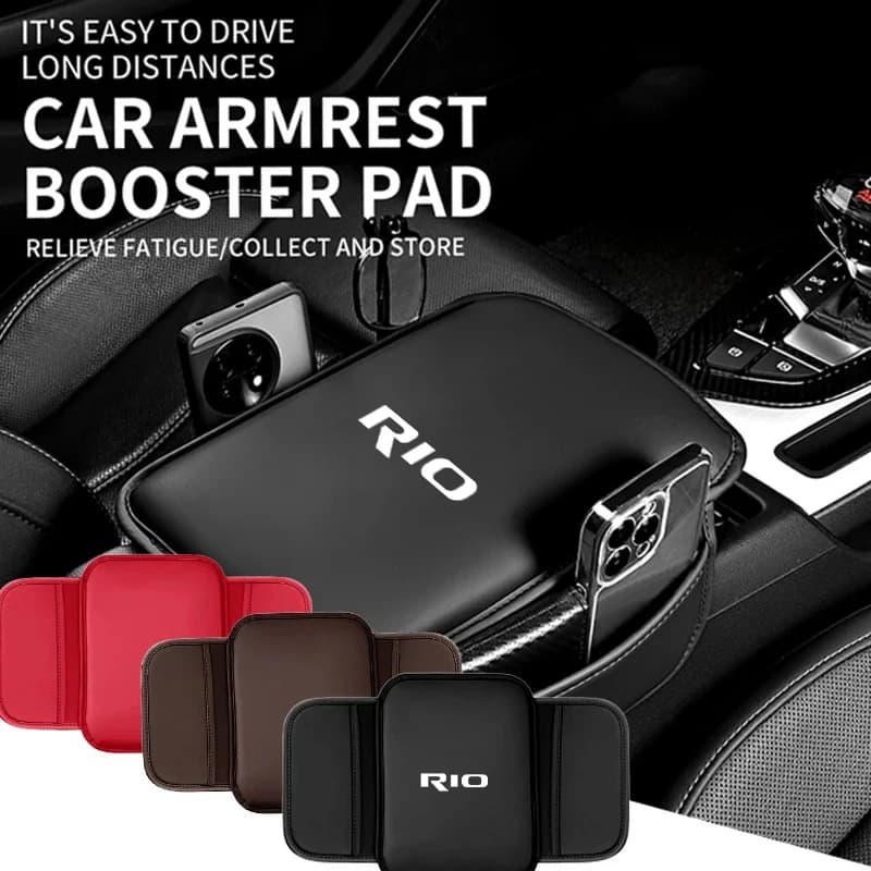 Center Console Arm Rest Protector Leather Car Armrest Box Pad Storage Pocket for Kia Rio K2 GT-Line X-Line accessories Interior