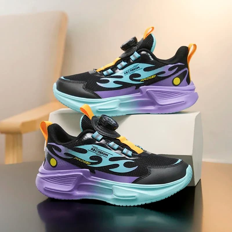Sneakers Casual con Fibbia Girevole per Bambini, Scarpe Estive Traspiranti in Mesh, Comode Scarpe Sportive con Plateau, Scarpe da Corsa per Bambini
