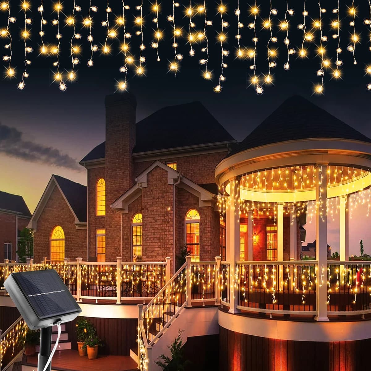 NUOVO Luci Natalizie Solari a Ghiacciolo 162/96 LED per Esterni, 8 Modalità, Impermeabili, per Decorazioni Domestiche, Feste, Halloween e Festività