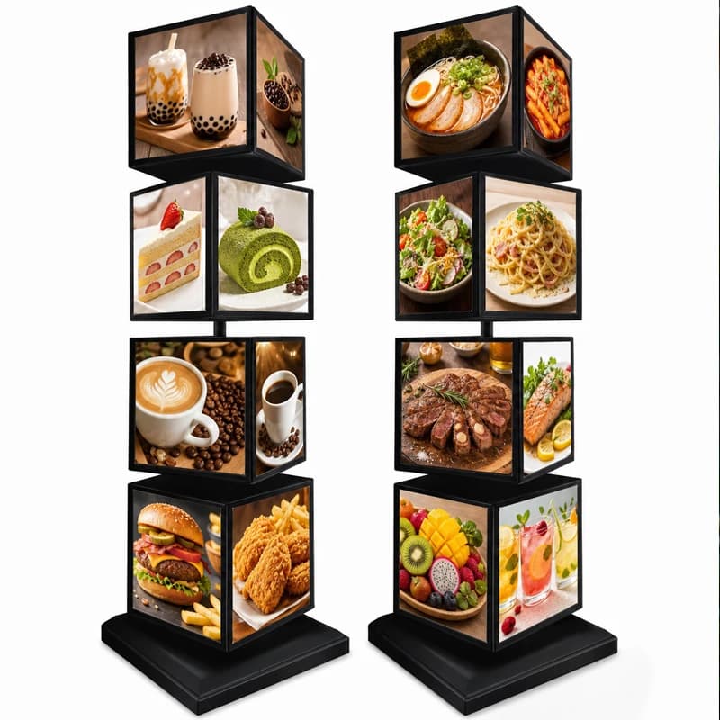 Custom Square Rotating Light Box for Restaurant Outdoor Wall Hanging Menu Light Box Poster Frame Advertising Display Shop Sign
