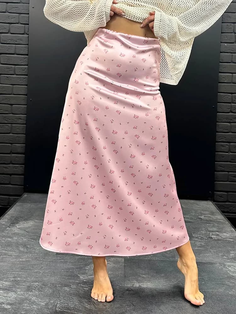 Summer Printed Fashion Long Skirt For Women High Waist Contrast Patchwork Slim Elegant Party Looks Ladies Trendy Y2k Maxi Skirt