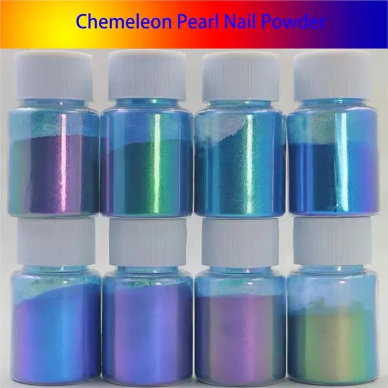 10g Camaleonte Mica Perla Polvere glitter per unghie Polvere fine al neon lucida Aurora Perlescente Smalto per manicure Polvere glitter perlata