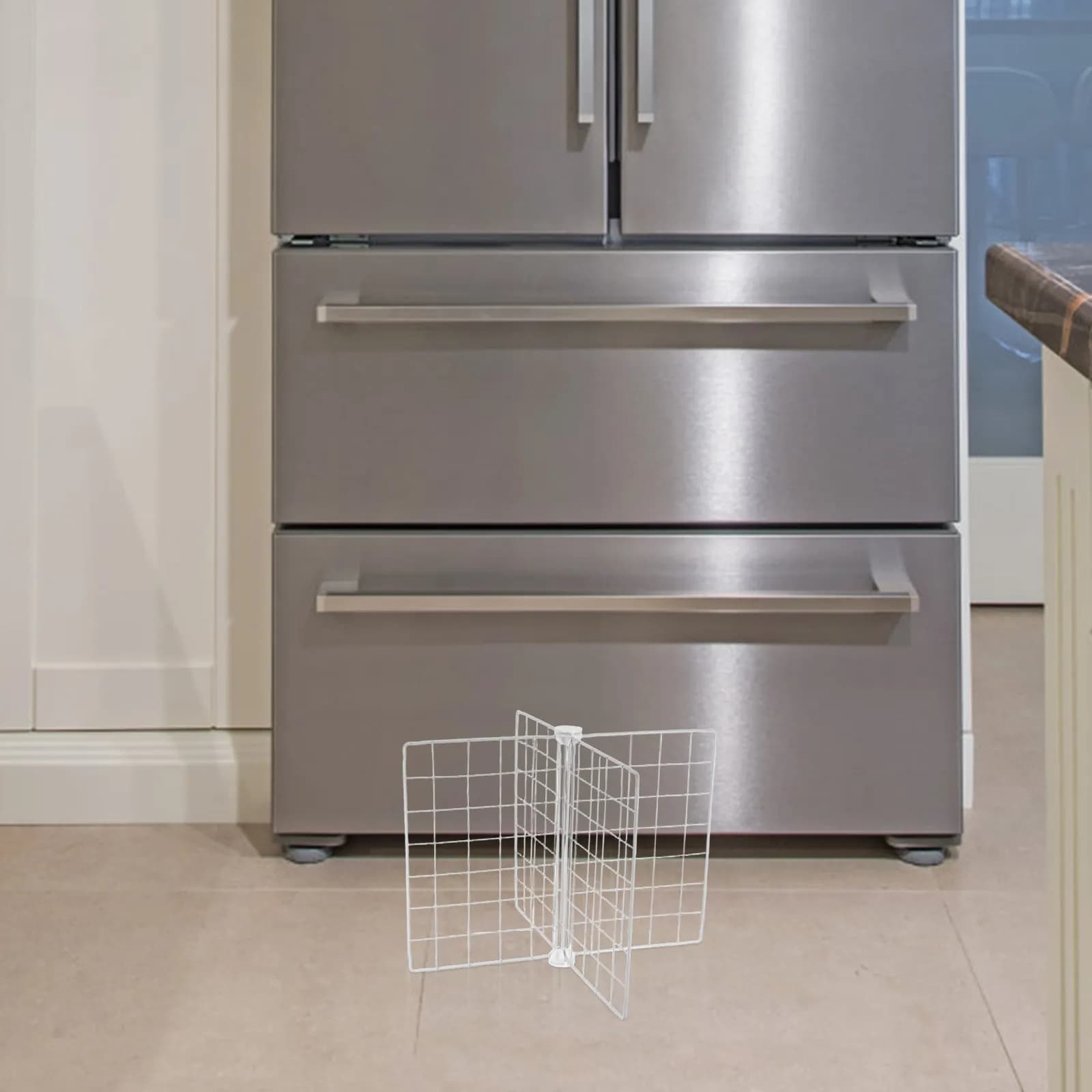 Separatore per Frigorifero in Filo Metallico, Divisorio per Congelatore, Design a Griglia Regolabile Multifunzionale per Frigo e Congelatore, per Alimenti e Bevande