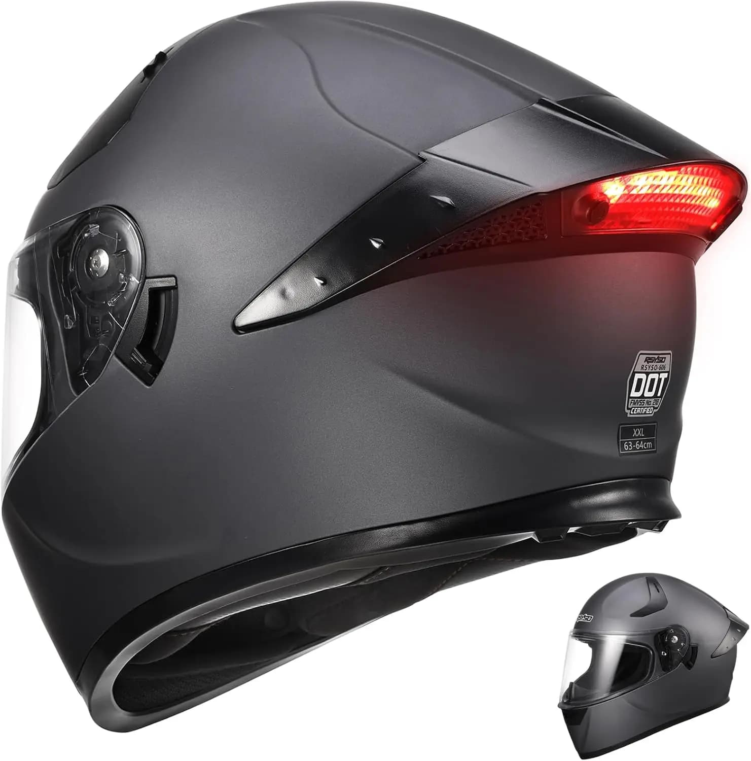 Casco da moto integrale a doppia visiera con fanale posteriore a LED Caschi da bici da strada da corsa per moto approvati DOT per adulti