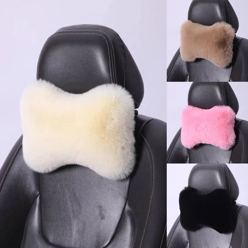 Cuscino poggiatesta per seggiolino auto invernale Cuscino poggiatesta per auto in peluche Calore e comfort Accessori di supporto per cuscino lombare universale