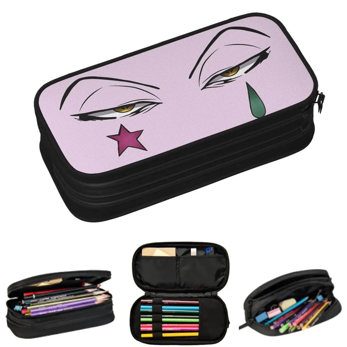 Astuccio per matite Anime Hisoka Hunter X Hunter Magical Joker, regalo per studenti, portapenne, borsa per matite, astuccio grande con ampio spazio di archiviazione