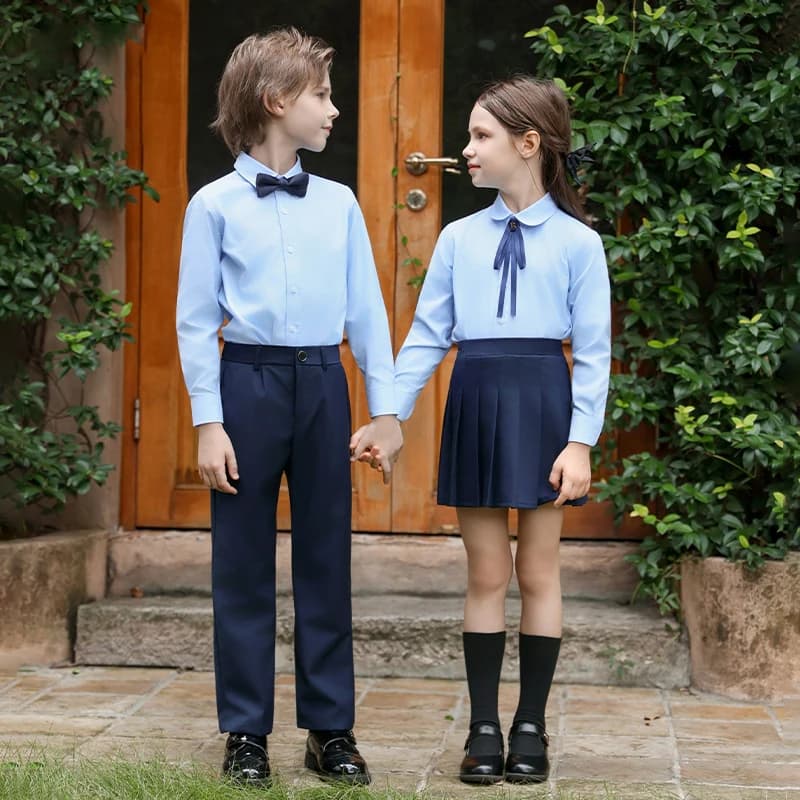 Set di abbigliamento formale per bambini coreani, completo di uniforme scolastica per ragazzi e ragazze da 4 a 16 anni, camicia da festa di nozze per bambini, pantaloni, gonna