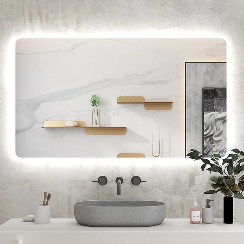 Specchio LED Quadrato Intelligente per Bagno con Touch Screen, Montaggio a Parete, Antiappannamento, con Luce per Lavabo