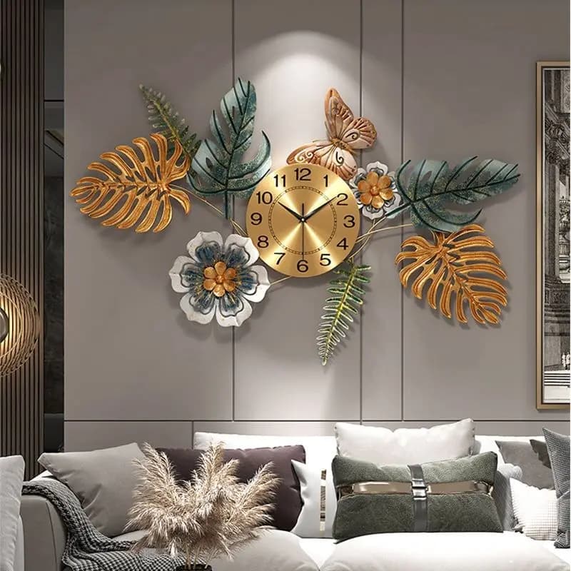 2025 New Large Handmade Iron Fashion Nordic Wall Clock Creative Living Room Modern Entrance Home Decoration Silent Quartz Clock