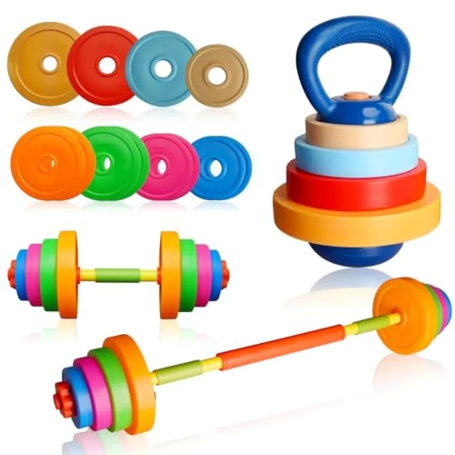 Set of Adjustable Weights for Children, Training Equipment Toy, Balance Sheets, Kettlebell for Role Games, Exercise and Fitness