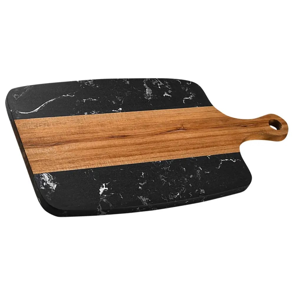 Tagliere di Cucina in Legno Naturale e Marmo Anti-Cracking per Carne, Verdura, Frutta, Bistecche, Pane e Cheese