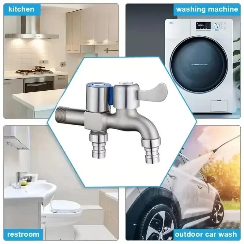 Rubinetto in acciaio inossidabile Doppia uscita Rubinetto dell'acqua a doppio controllo Rubinetto uno in due Out Rubinetti per bidet da 1/2 "Accessori per il bagno