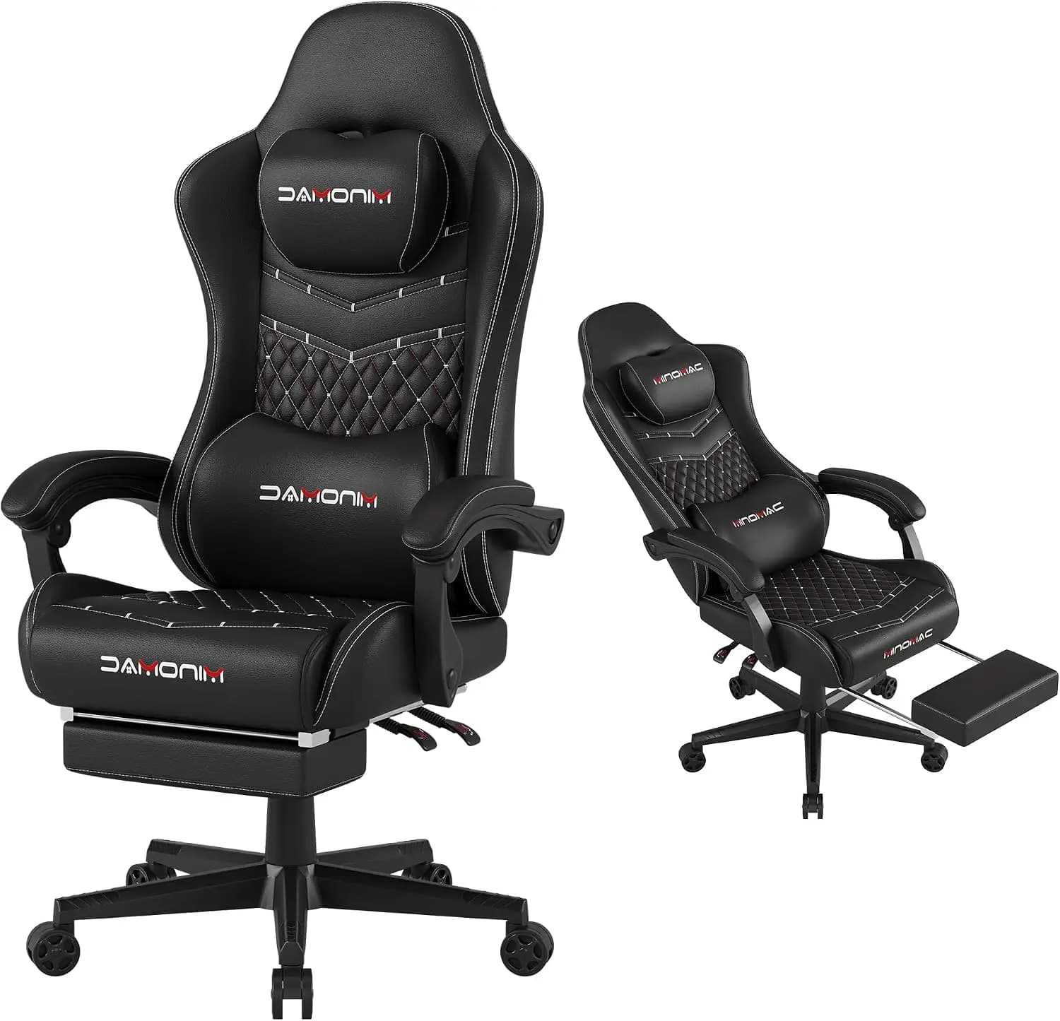 Gaming Chair,Big and Tall Gaming Chair 400lbs Office Chair with Footrest, 90-155° Recline & Removable Headrest Lumbar Support[Sp