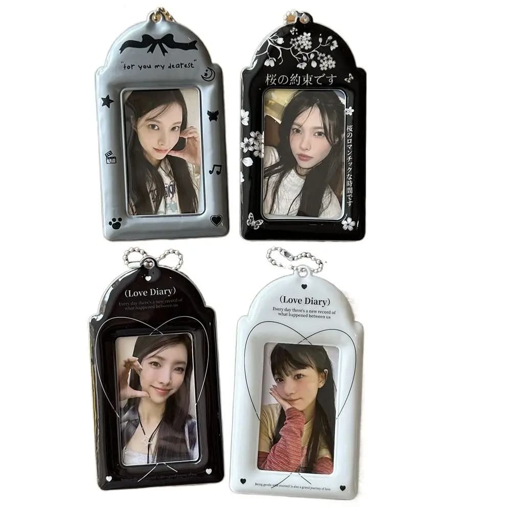 Stylish Multifunction Kpop Photocard Holder with Keychain Original Photocard Case PVC Cute 3 Inch Mini Photo Holder Girls