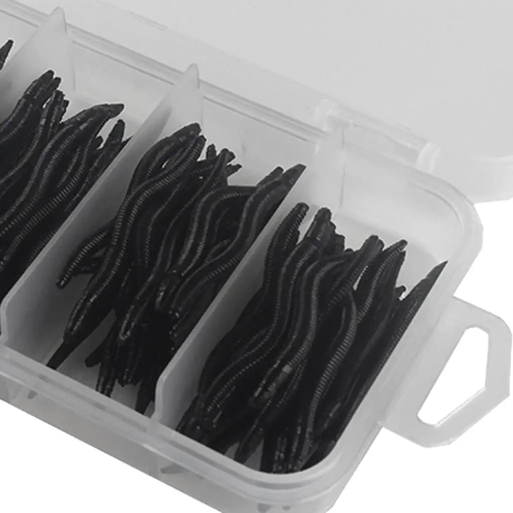 Plastic Soft Lure Worm Fishing Tackle Box Artificial Maggot Lures for Carp Bass Fishing