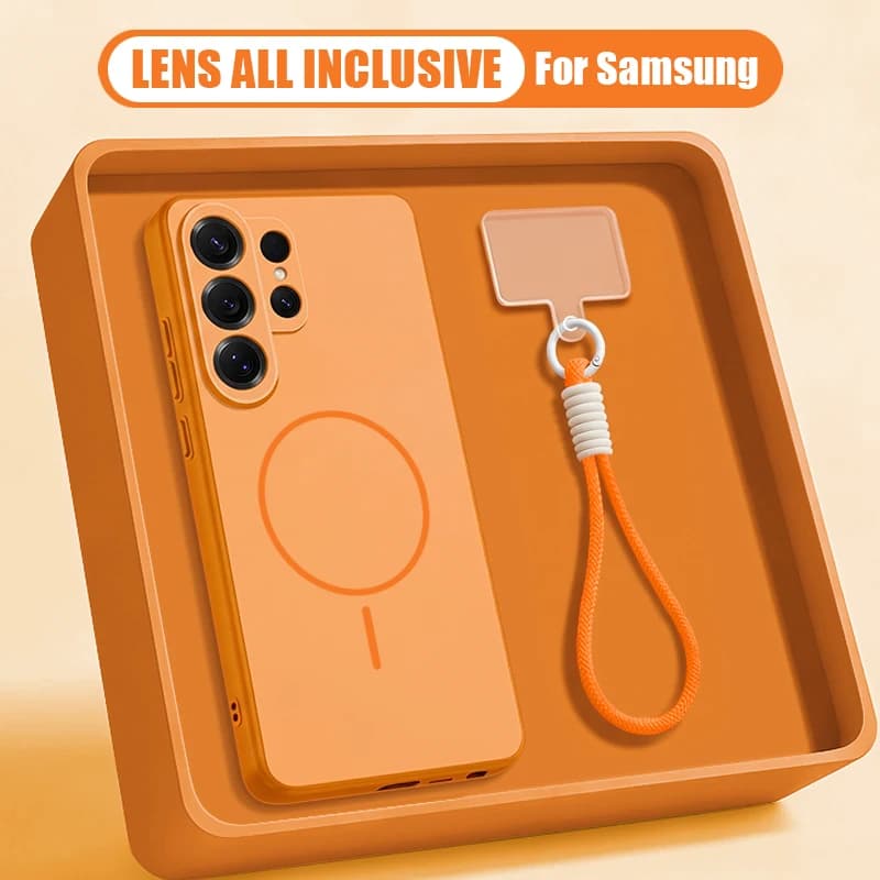 Custodia Magnetica per Samsung Galaxy S26 S25 Ultra S24 S23 FE A57 A17 A56 A37 A16 A55 A36 A55 con Laccetto da Polso Compatibile Magsafe