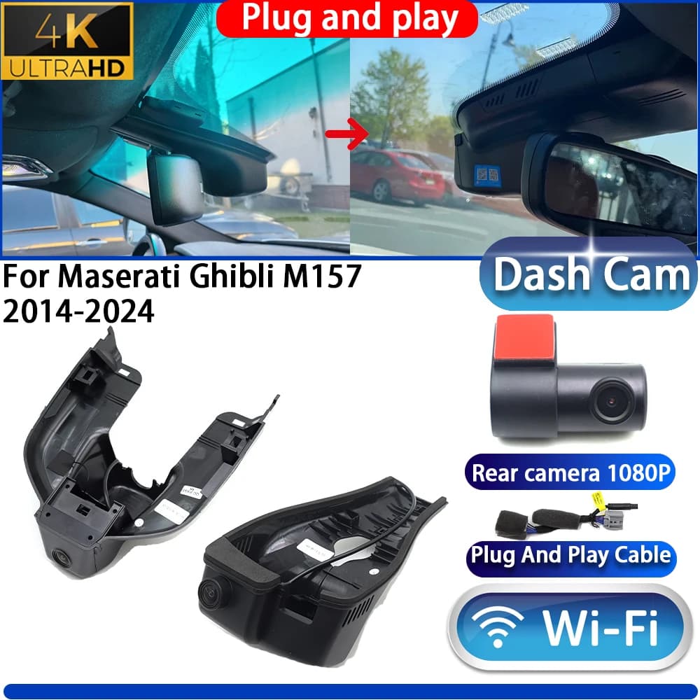 HighCity For Maserati Ghibli M157 2014-2024 Dash Cam Camera DVR 4K UHD 2160P Night Vision Wifl Plug And Play Video Recorder