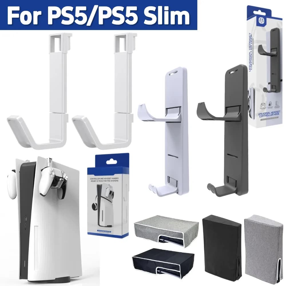 2Pcs Controller Headset Stand Hanging Hanger For PS5/PS5 Slim Digital Drive Console Headphone Hook Accessories For PS5