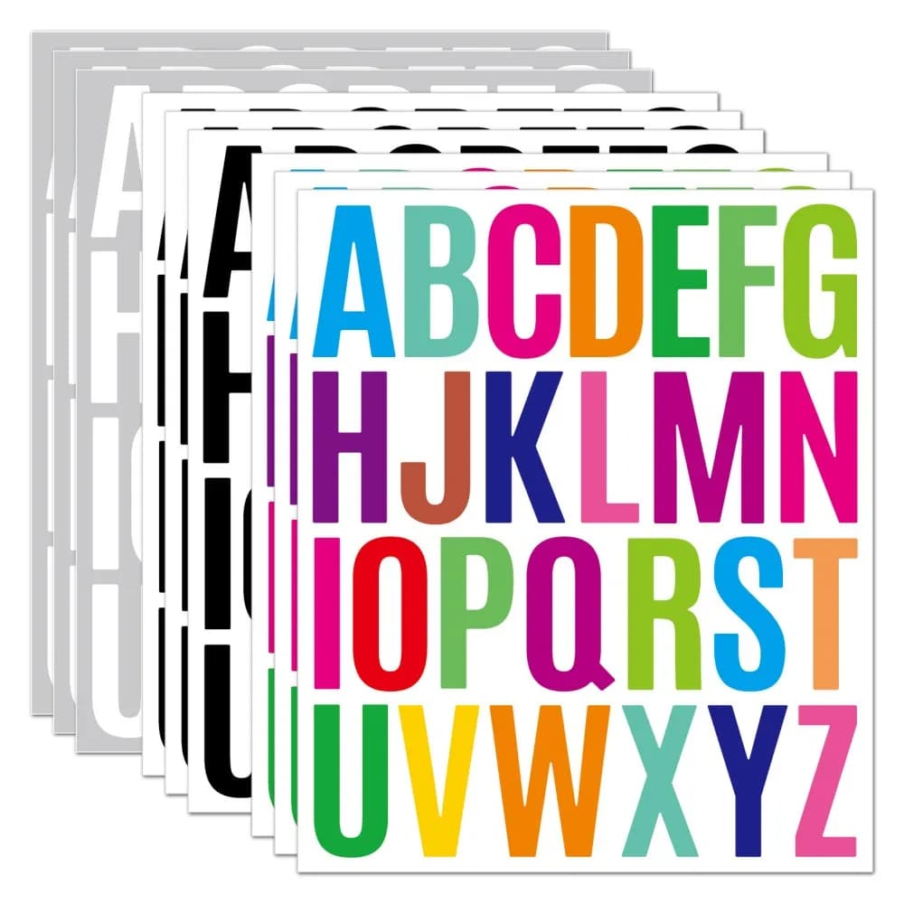 5 pz/set 2 pollici adesivi pianificatore funzionale vinile impermeabile nero bianco colorato adesivo lettera fai da te per cartellino del prezzo del computer portatile tazza