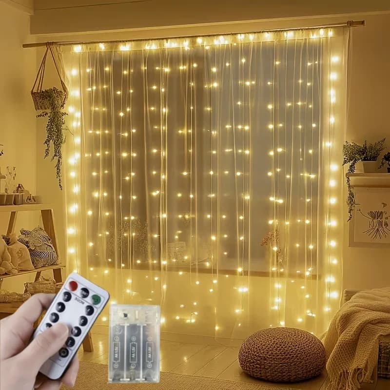 Luci a stringa a batteria 3M-6M per decorazioni natalizie, telecomando, luci a forma di fiore per feste e matrimoni, luci a tenda per camera da letto