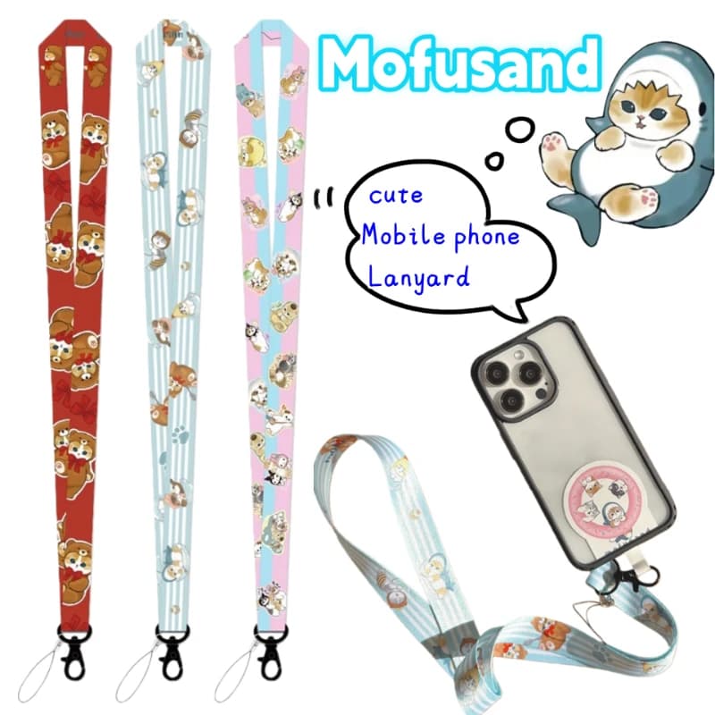Mofusand Creativity kawaii mobile phone lanyard is a convenient and multi-functional neck-hanging anti-lost pendant for students
