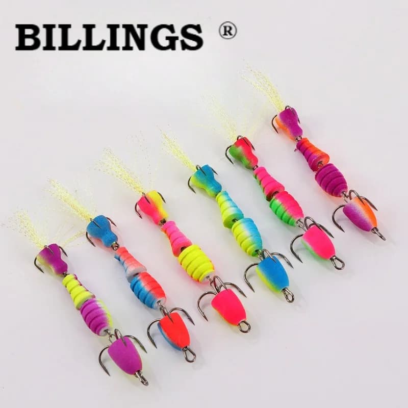 BILLINGS 1pcs Barbed Three-Pronged Anchor Hook Lure Iridescent Foam Lure Barbed Artificial Lure for Black Bass