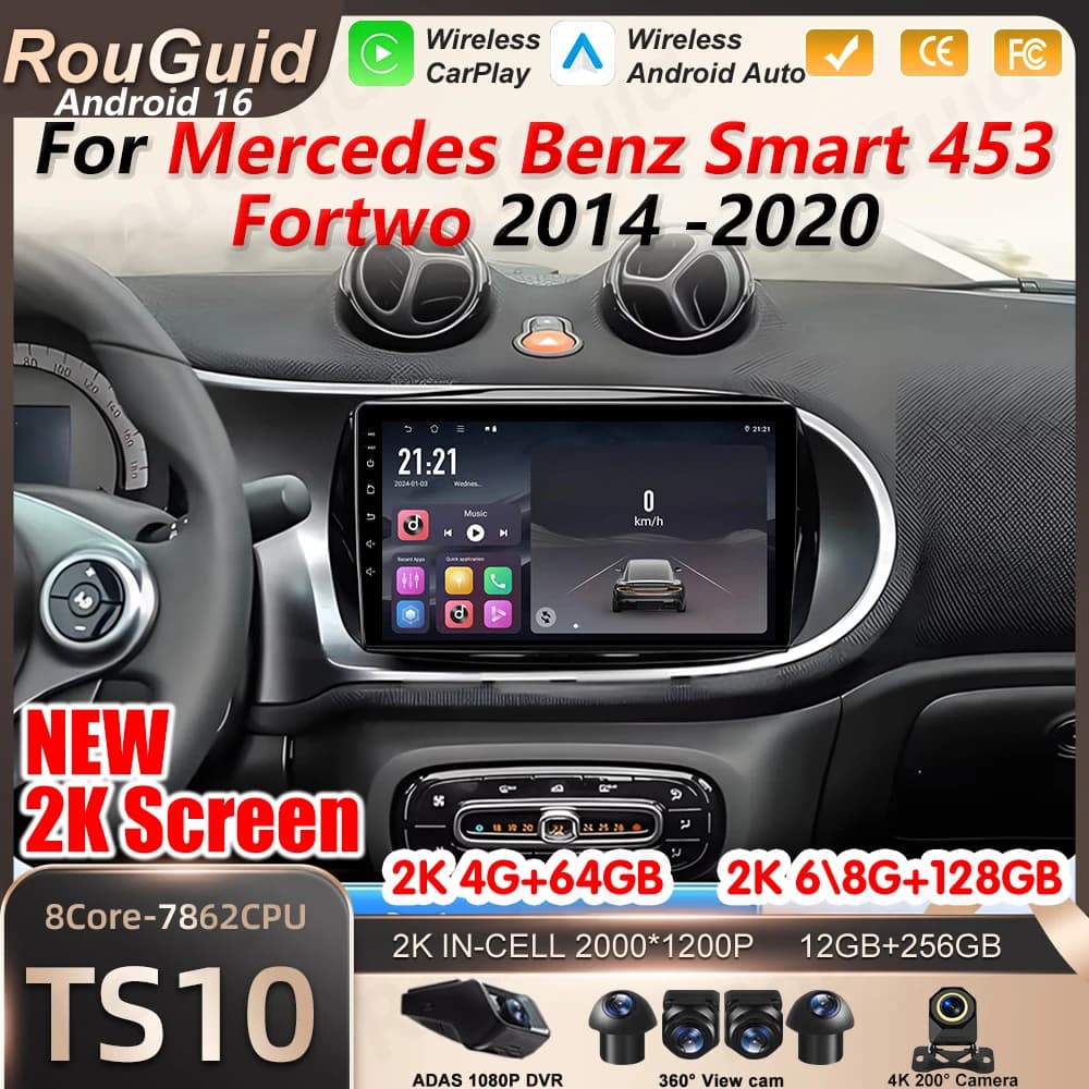 Android Auto Carplay Car Radio For Mercedes Benz Smart 453 Fortwo 2014 2015 2016 2017 2018 2019 2020 Multimedia Player 2din Wifi