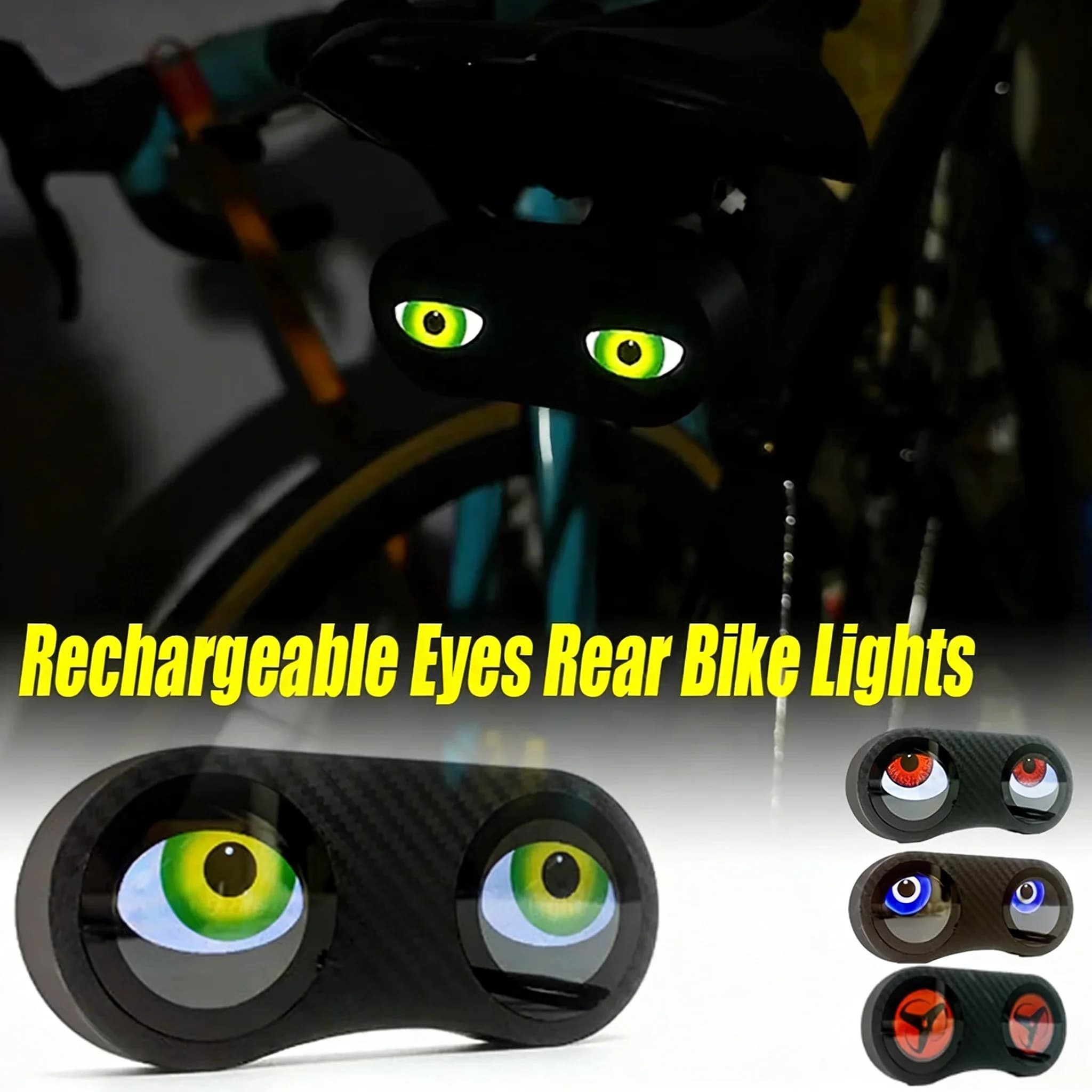 Bicycle Rear Lights with Devil Eyes, Intelligent Rear Light Waterproof for Bike, for Night Pedals, Rechargeable via USB-C