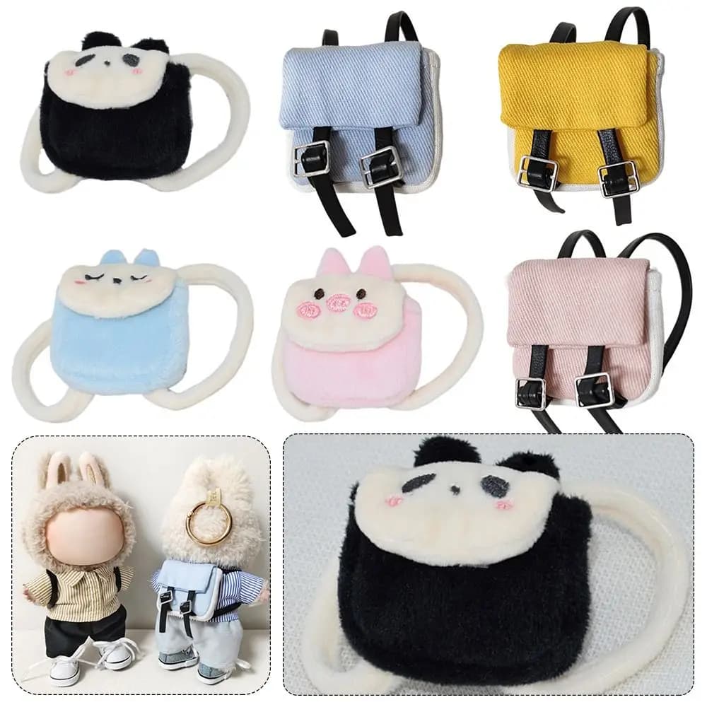 Stile animale del fumetto per zaino da 17 cm Accessori di abbigliamento per bambole di ricambio fatti a mano Vestiti fai da te Borsa per bambole abbinata per 17 cm