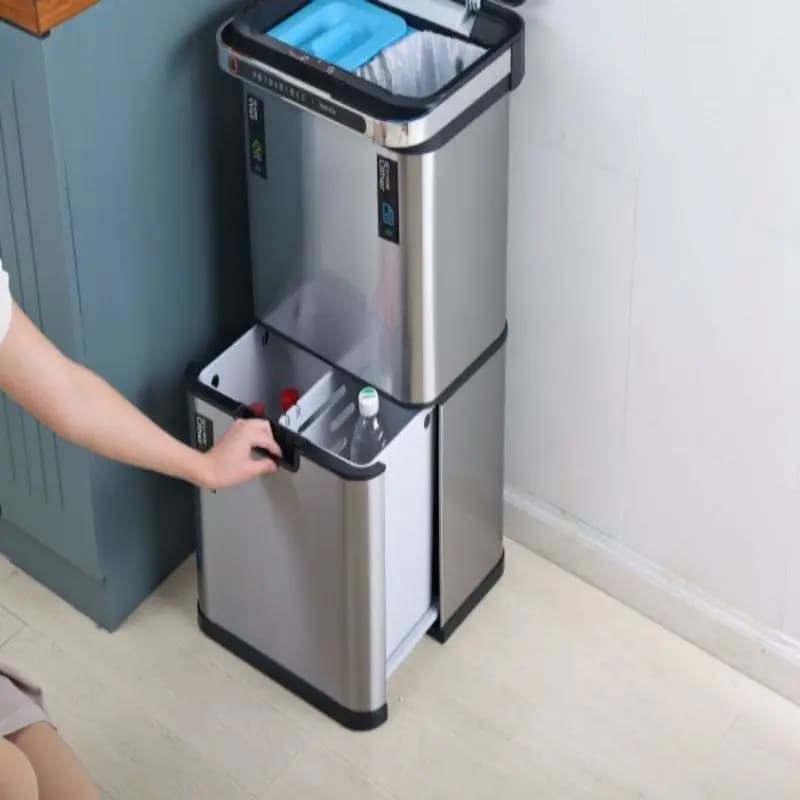 Stainless Steel Sensor Trash Can with Lid for Indoor Bedroom Office Use for Kitchen Waste Bin