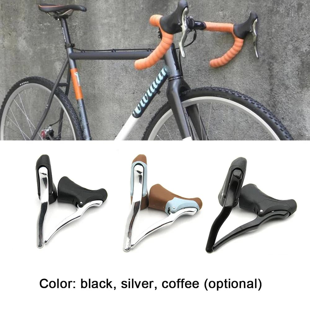 Alluminio anteriore e posteriore a scatto fisso bici da strada antiscivolo Bike Drop Bar maniglia del freno della bicicletta leve del freno da ciclismo Set manubrio