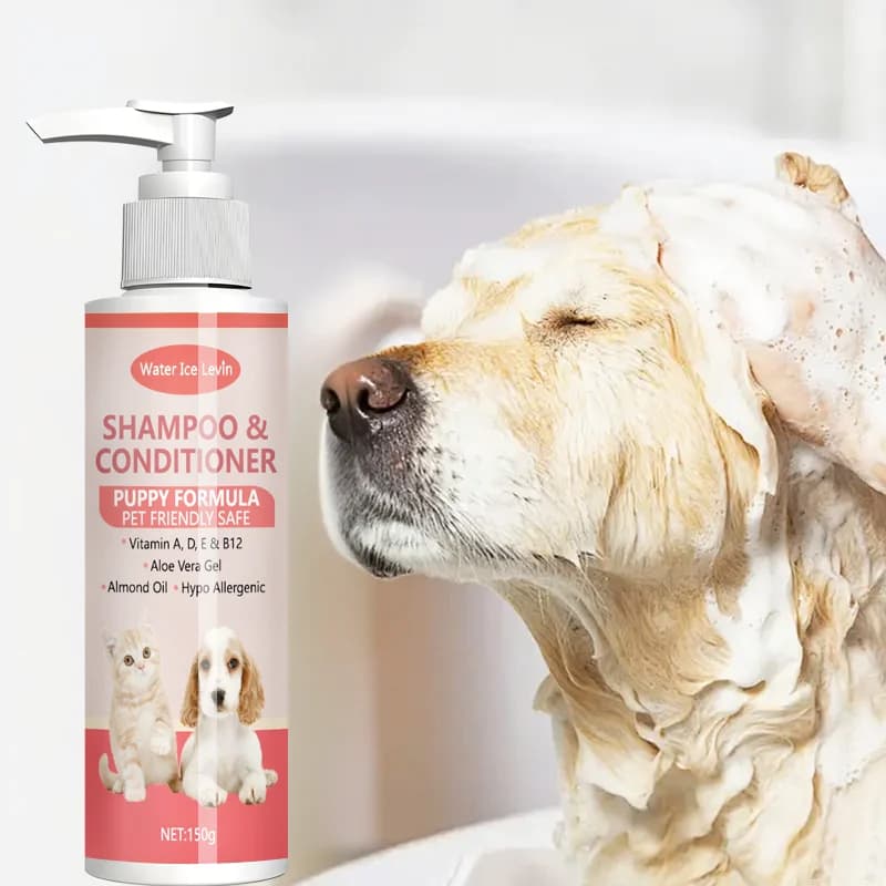 Shampoo e balsamo delicato per cuccioli 2 in 1 con vitamine e aloe - Formula ipoallergenica per cappotti morbidi, lucenti e pelle idratata