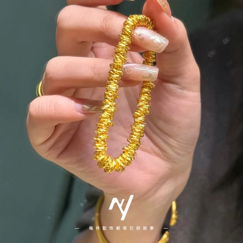 Bracciale in Oro 24K 9999, Nuovo Stile Cinese, Design Etnico, Intrecciato a Mano, Gioiello Fai-da-Te