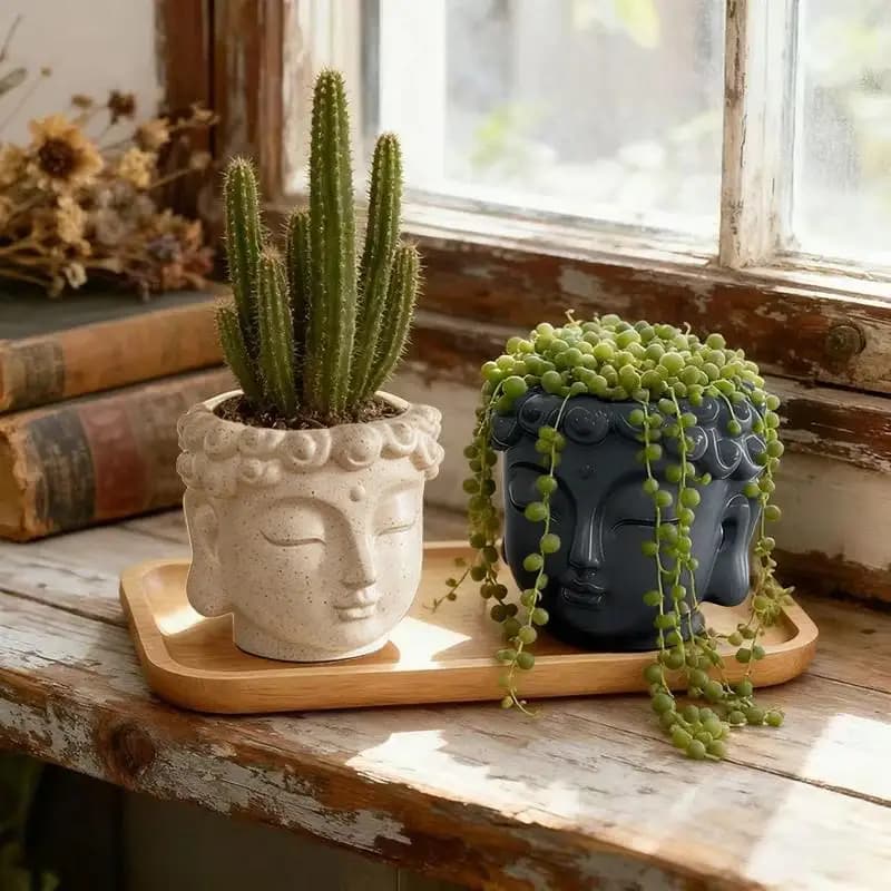 Vaso Creativo a Forma di Statua, Contenitore per Piante Verdi, Decorazione per Casa, Cortile e Giardino, Ornamento Artigianale in Resina, Regalo