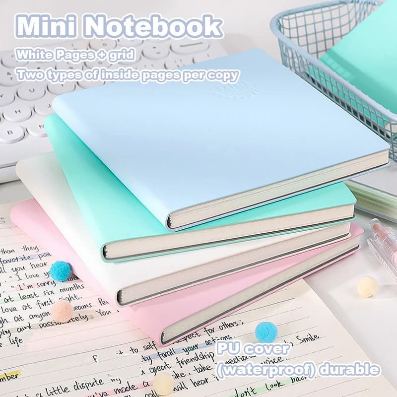 72 fogli di quaderno in pelle, diario, griglia, blocco note vuoto, pittura, graffiti, materiale scolastico, mini quaderno da disegno quadrato portatile