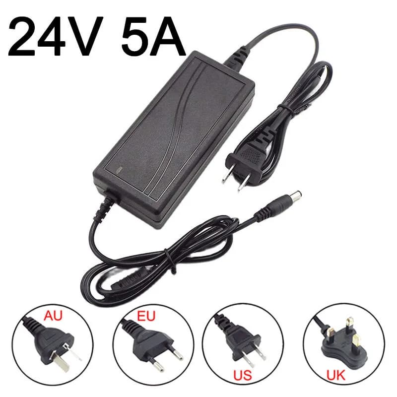 24V 5A 5000ma alimentatore convertitore adattatore AC DC caricabatterie 100-240VLed trasformatore ricarica 24volt per telecamera CCTV a luce LED e1