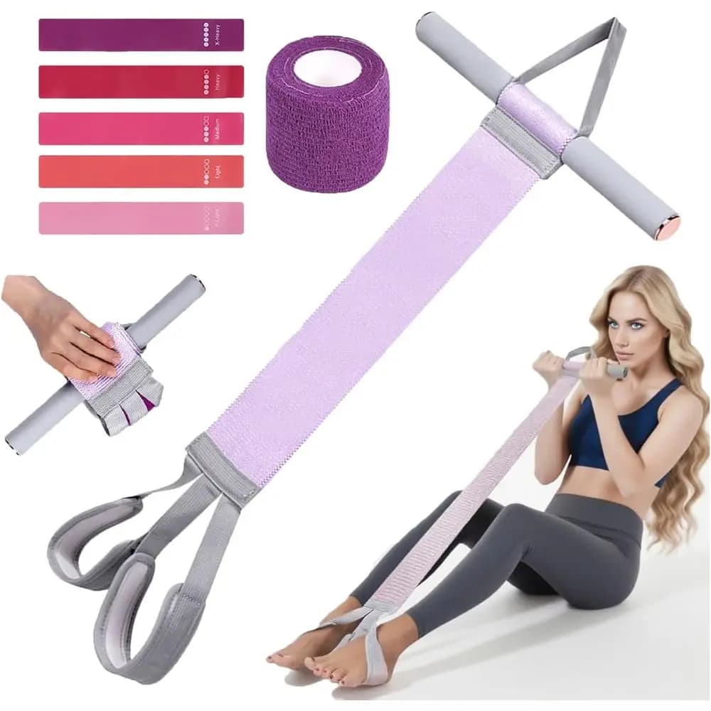 Set di Bande Elastiche per Esercizi Total Body da 120 libbre con Maniglie, Pedale Antiscivolo e 5 Anelli di Resistenza per Allenamenti di Gambe, Braccia e Core