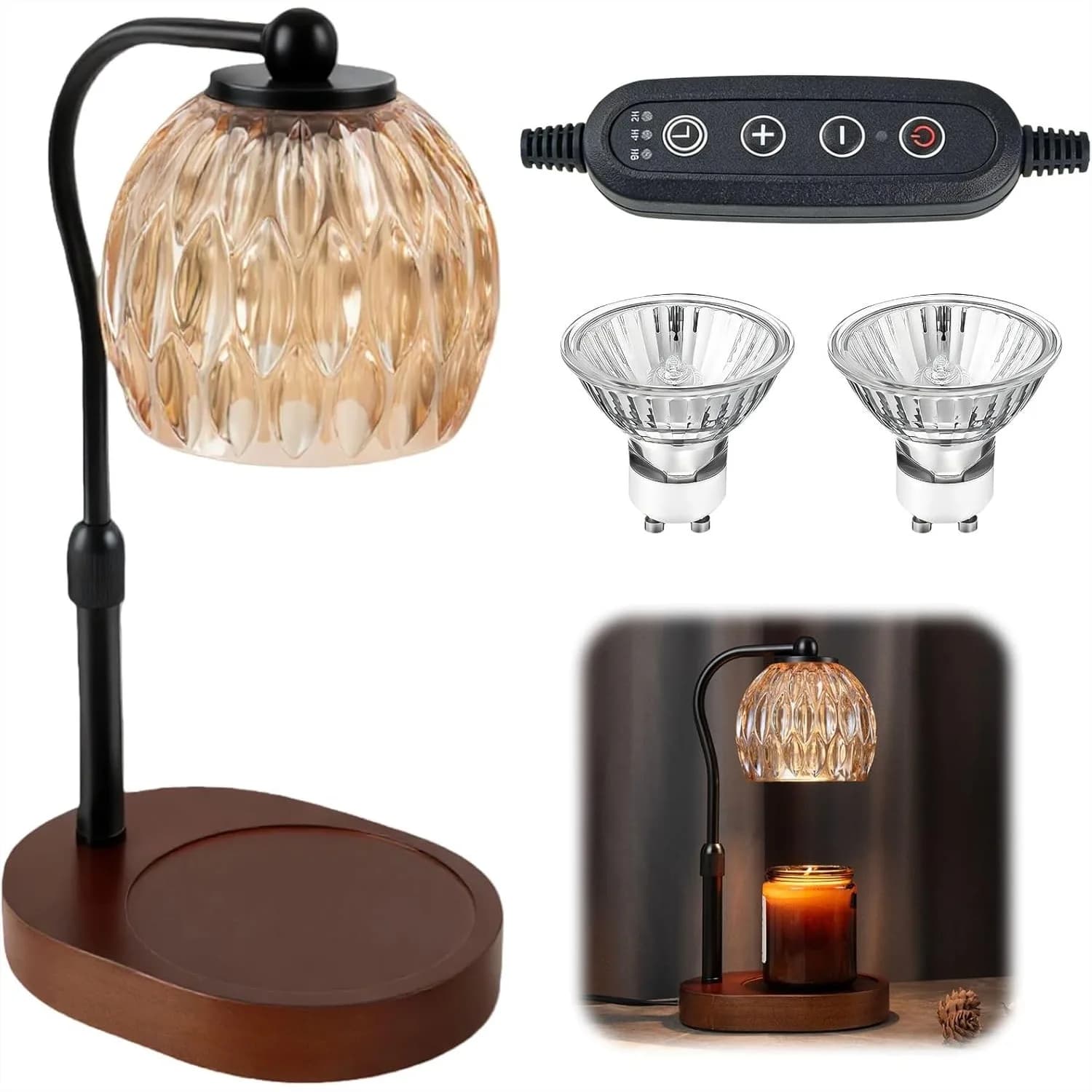 Lampada Scaldacera con Timer e Dimmer, Scaldacera per Candele in Barattolo, Lampada da Tavolo Decorativa, Regalo di Compleanno per Donne