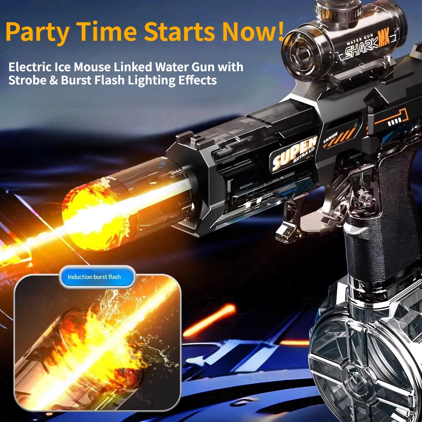 Electric Water Blaster Gun Children Automatic Water Pistol WaterGun with Led Light Summer Outdoor Game Party Toy for Adults Kids