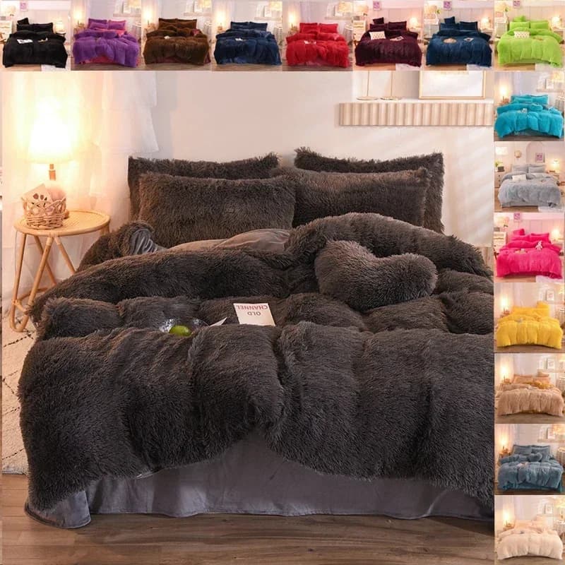 Luxury 3/4-piece plush cover set: cozy and soft bed linen, perfect for the comfort of the bedroom, ideal for guest rooms and dorm Aesth