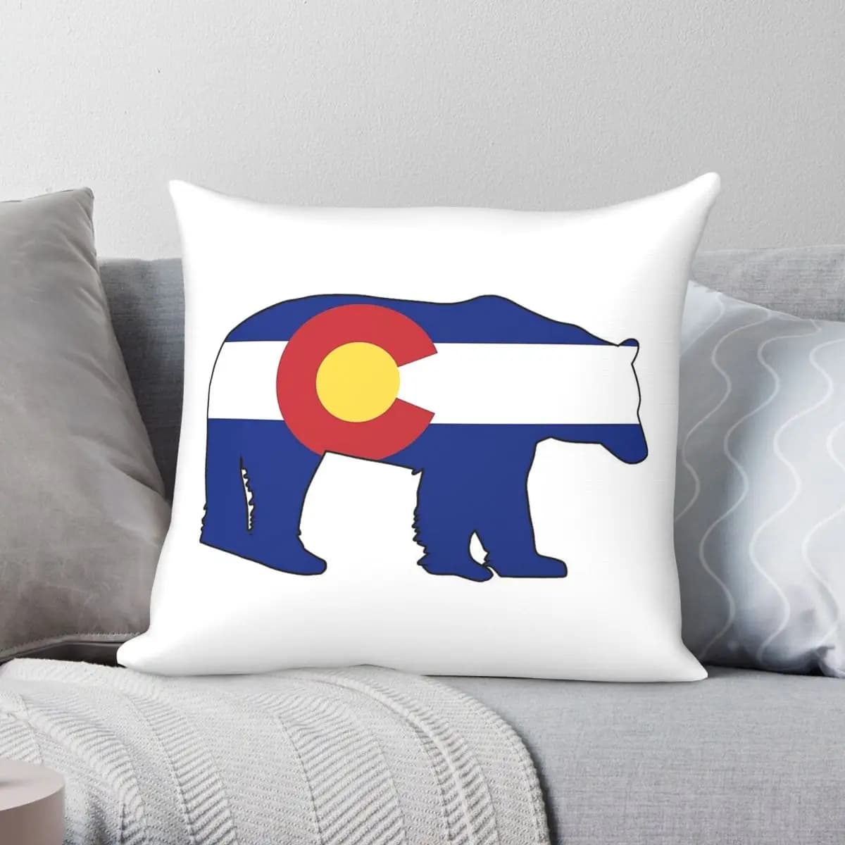 Colorado State Bear Flag Square Pillowcase Polyester Linen Velvet Printed Zip Decor Sofa Seater Cushion Cover 45x45