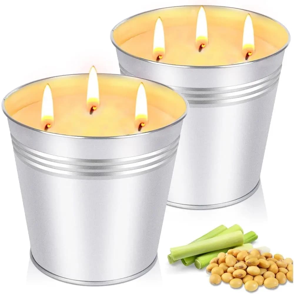 Grandi Candele alla Citronella da 34oz con 3 Stoppini per Esterni, Durata fino a 200 Ore, Ideali per Patio, Giardino, Campeggio e Balcone