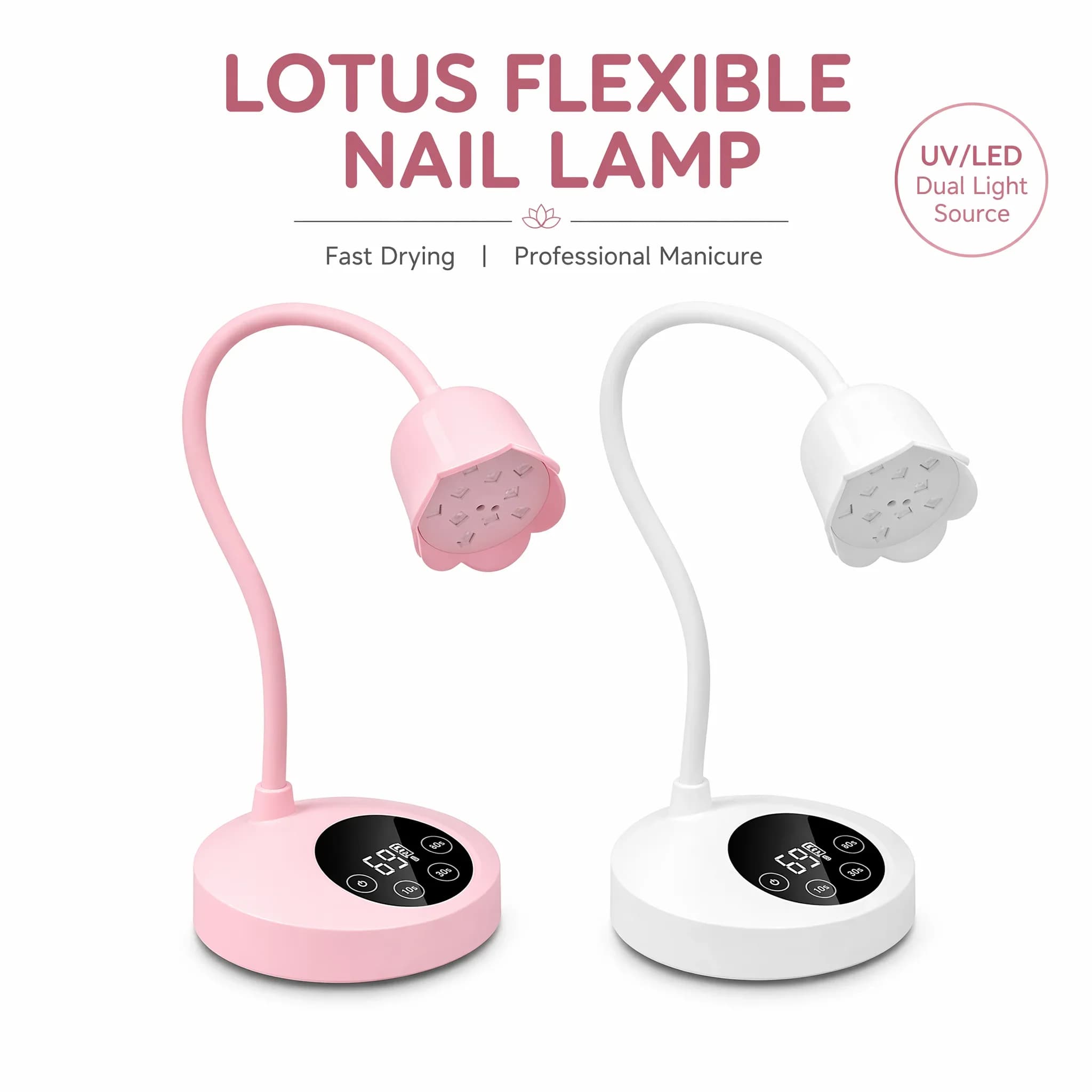 Lampada LED Ricaricabile a Collo d'Oca per Unghie, Luce UV Senza Fili da 2000mAh per Polimerizzazione Gel, Display LCD, Nessun Scurecimento della Pelle, Asciugatura Rapida delle Unghie