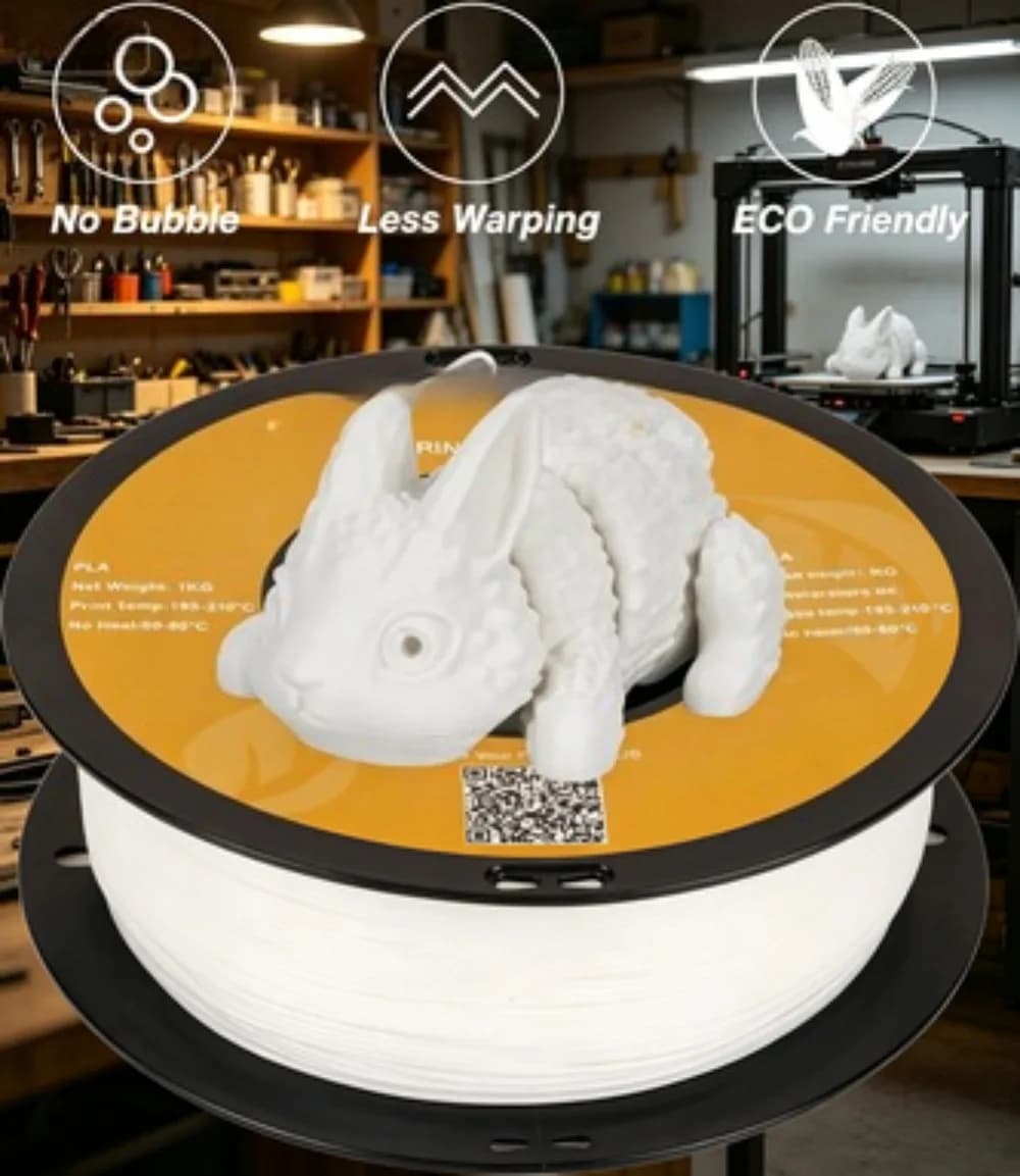1.75mm White PLA 3D Printer Filament 10 Rolls 10kg Spool High Precision Dimensional Accuracy